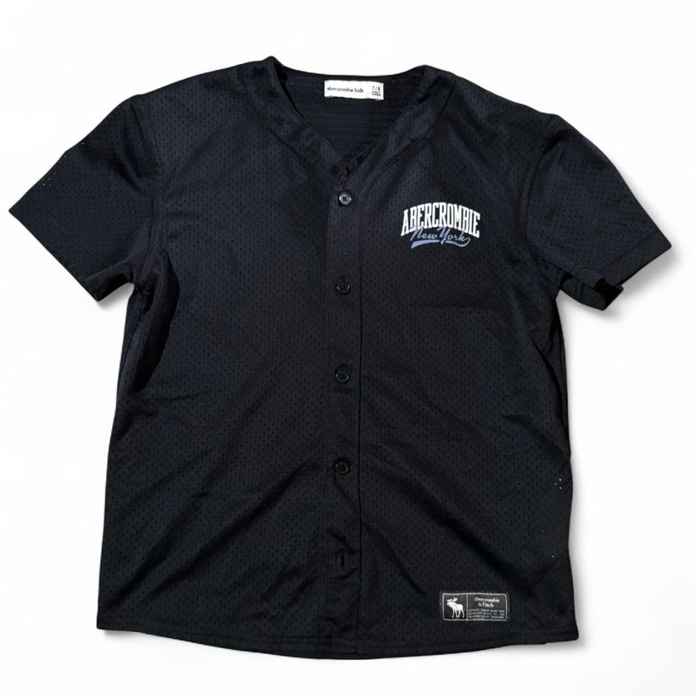 Abercrombie & Fitch Black Mesh Button Baseball Jersey